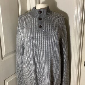 Men’s “Old Navy” Gray Sweater Pullover with Buttons. Mock Turtleneck. Size (XXL)